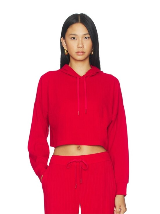 Beyond Yoga Tops - NWT Beyond Yoga Breathe Easy Ribbed Cropped Hoodie in Holly Red